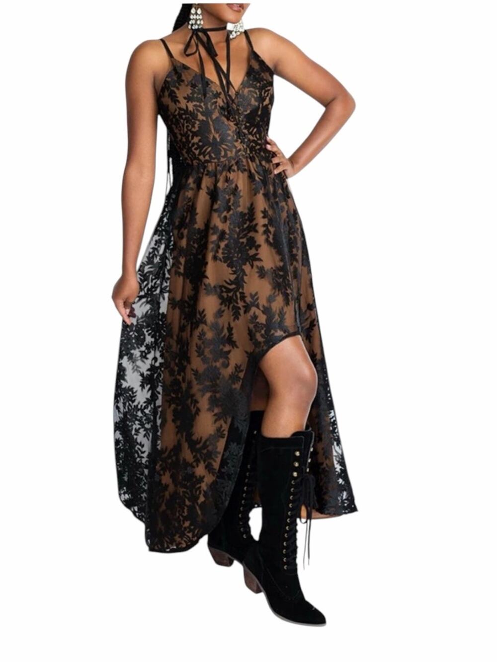Joyfolie Hollie Dress Black Lace - XS